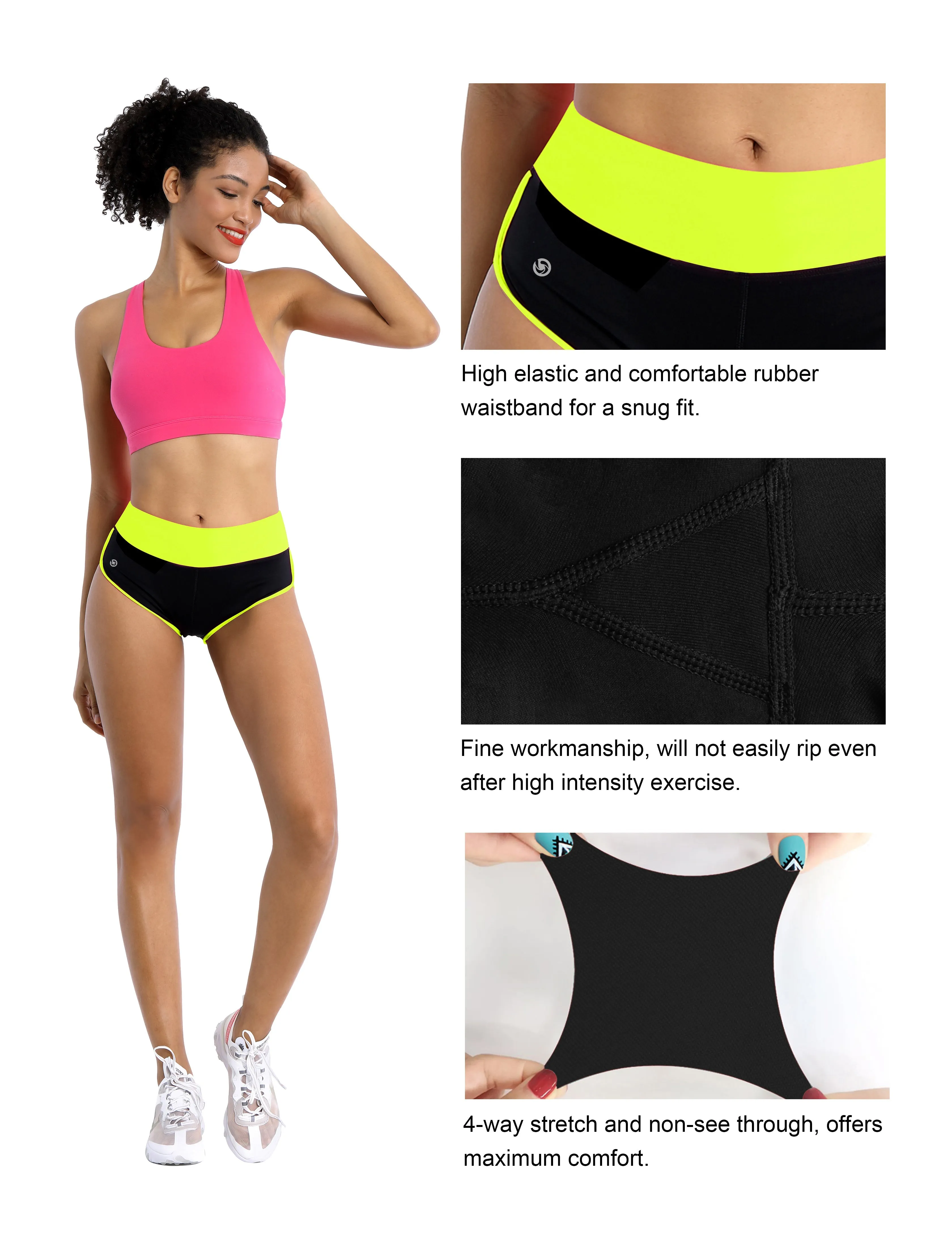 030 Sexy Booty Pilates Shorts fluorescentyellow_black_Pilates