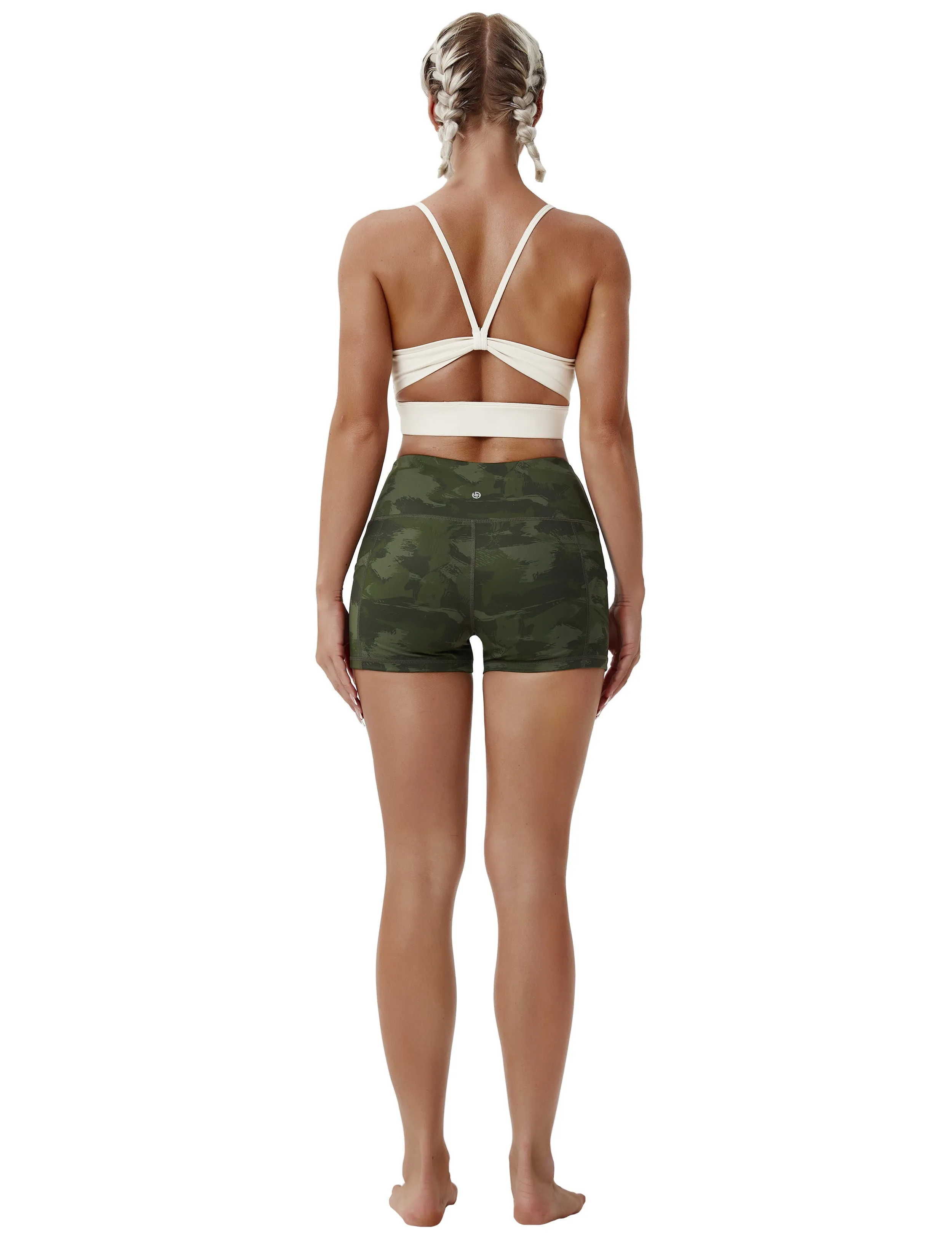 2.5" Printed Side Pockets Biking Shorts green brushcamo ins_Biking