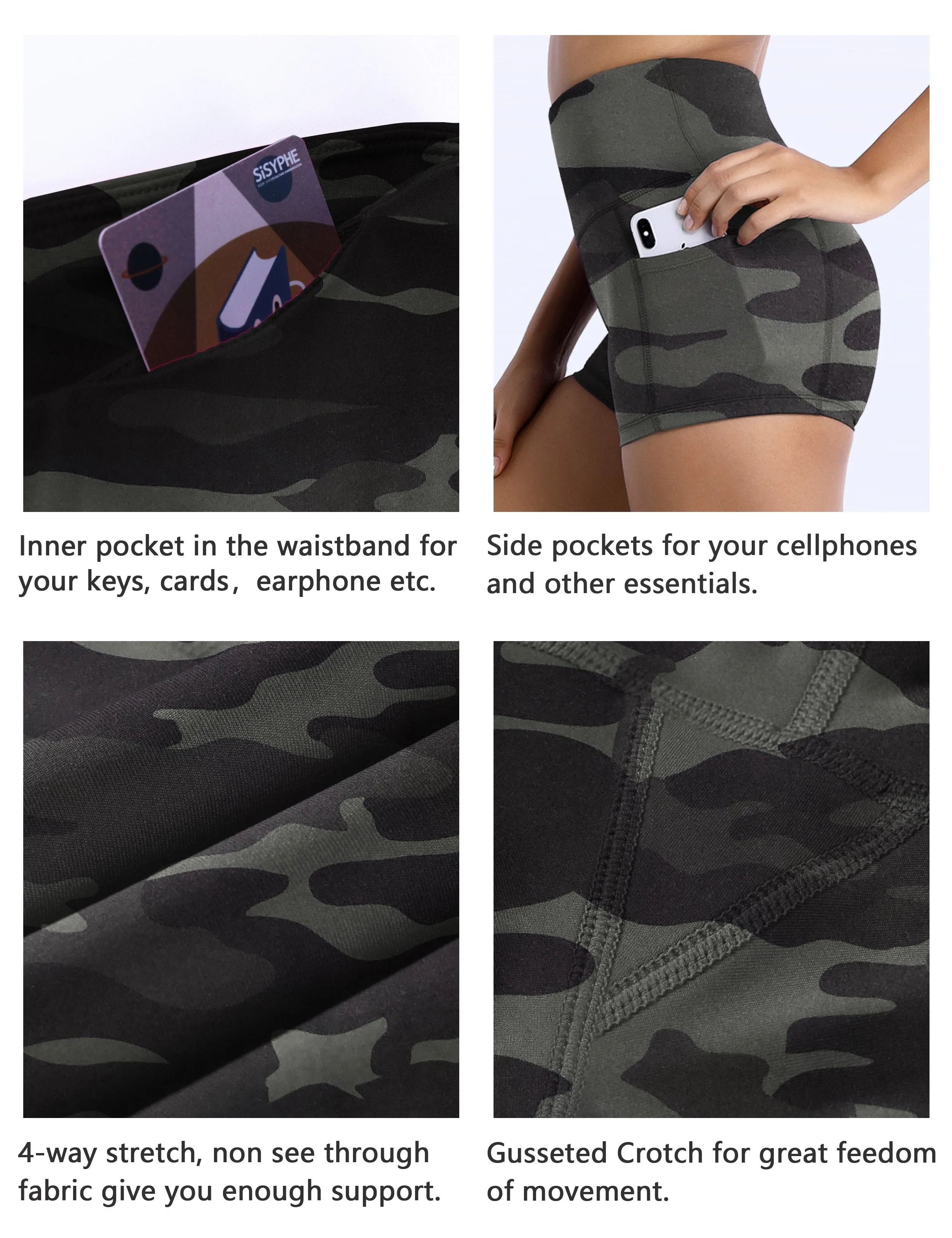 2.5" Printed Side Pockets Gym Shorts dimgraycamo ins_Gym