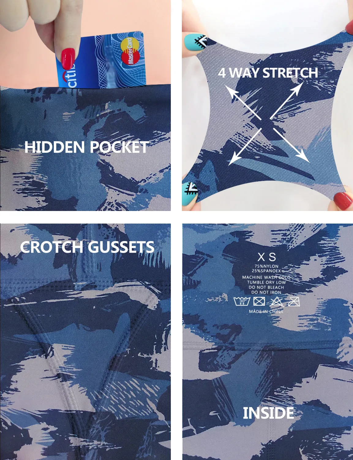 2.5" Printed Side Pockets Yoga Shorts navy brushcamo