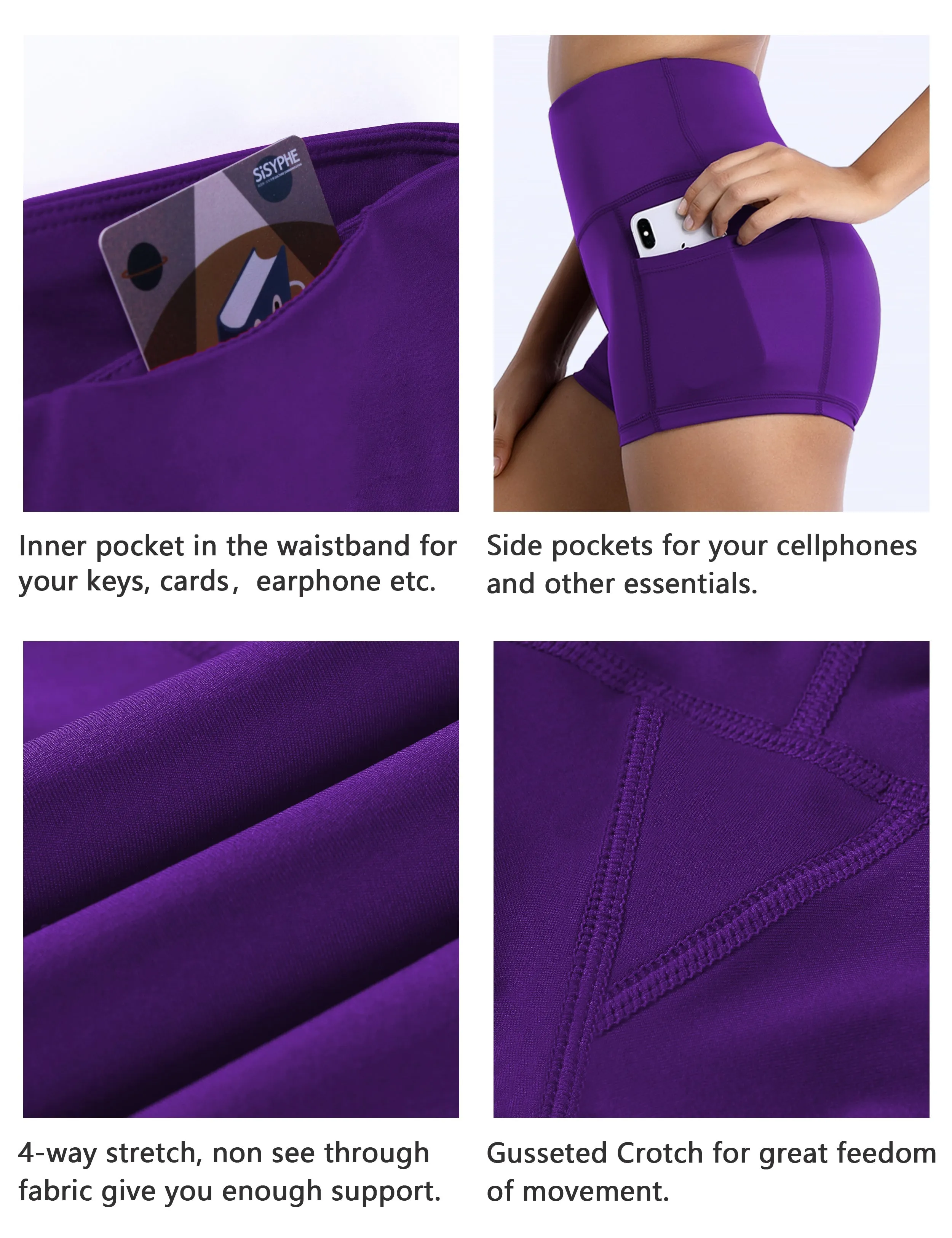 2.5" Side Pockets Gym Shorts eggplantpurple_Gym