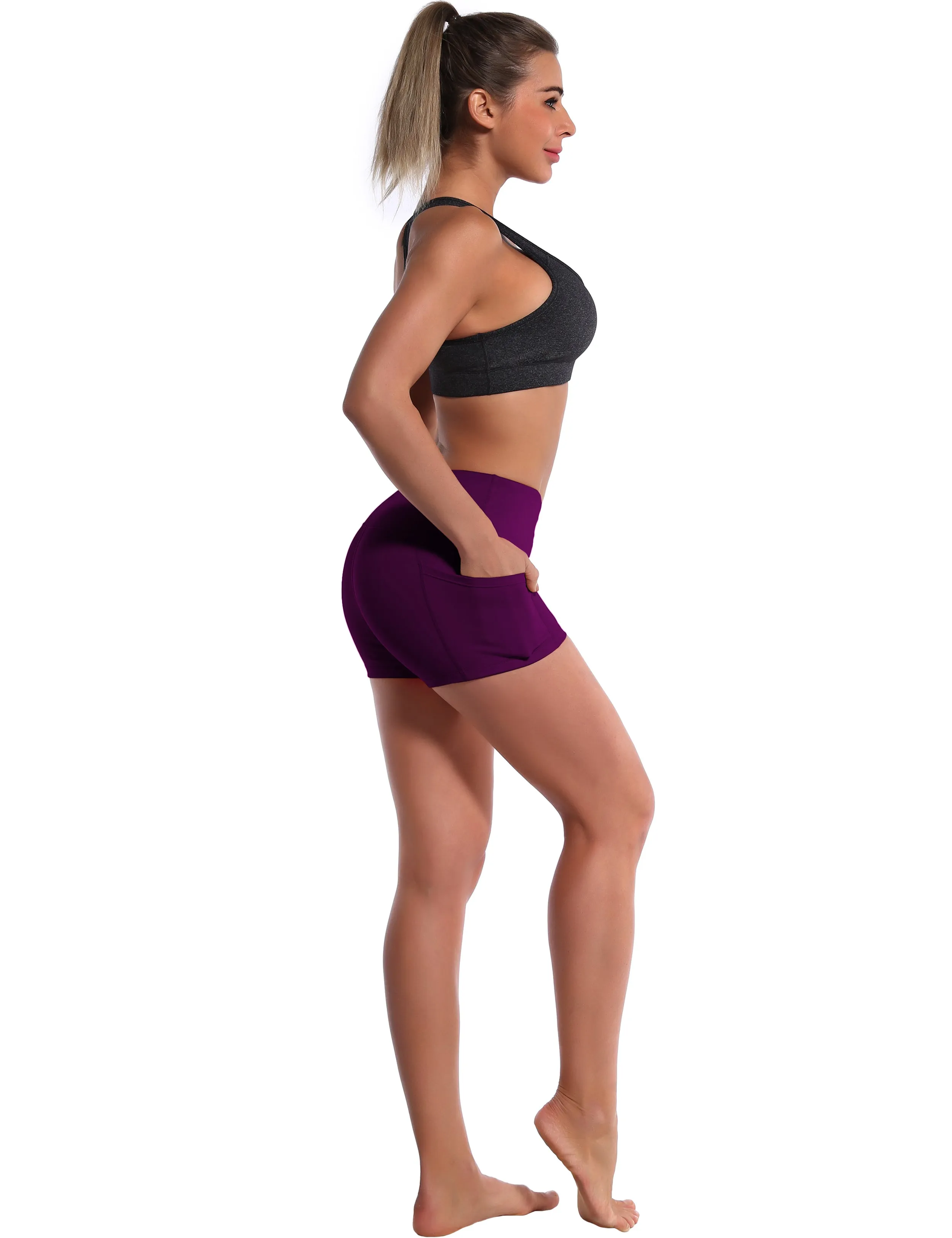 2.5" Side Pockets Gym Shorts plum_Gym