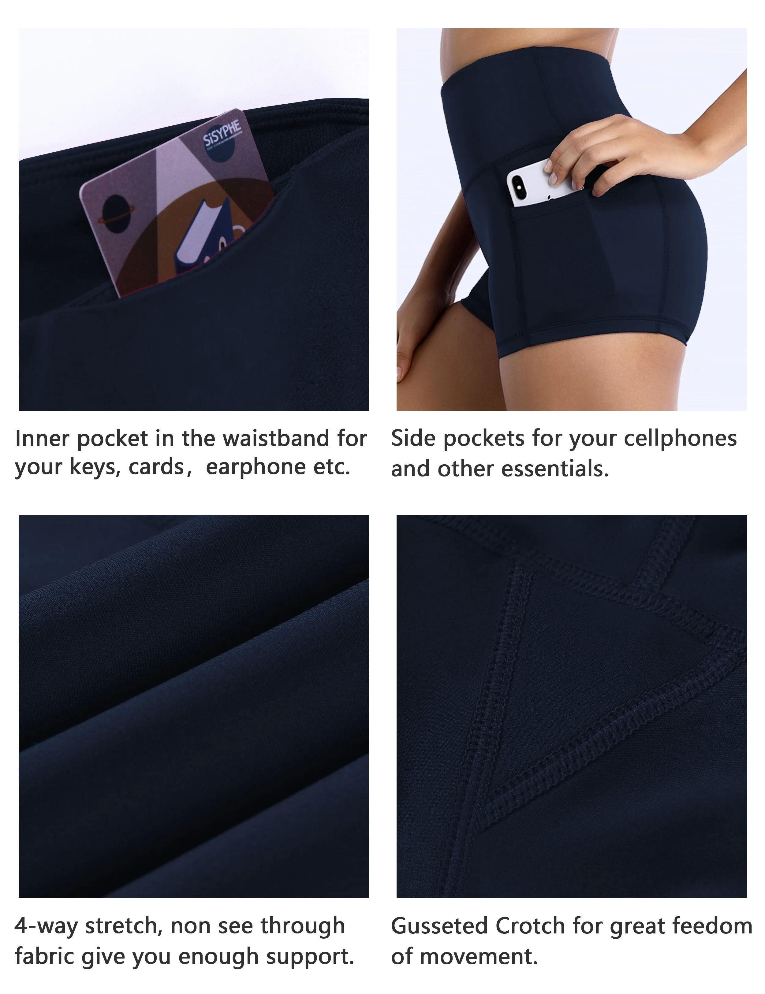 2.5" Side Pockets yogastudio Shorts darknavy ins_yogastudio