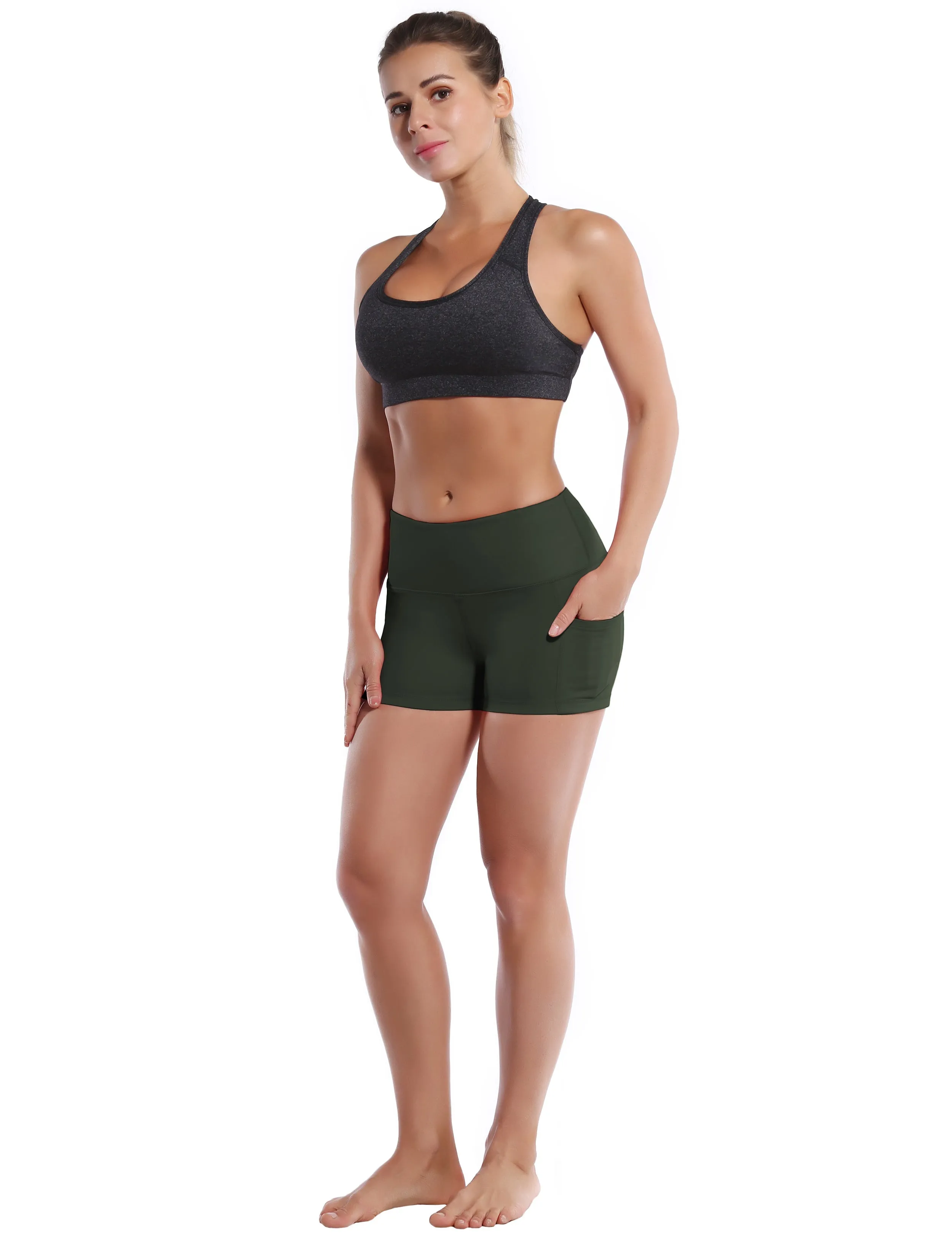 2.5" Side Pockets yogastudio Shorts olivegray_yogastudio