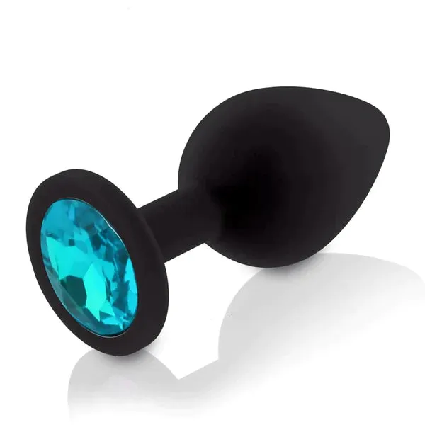 Butt Plug - Medium Silicone Anal Plug With Gem (8 Color Options)