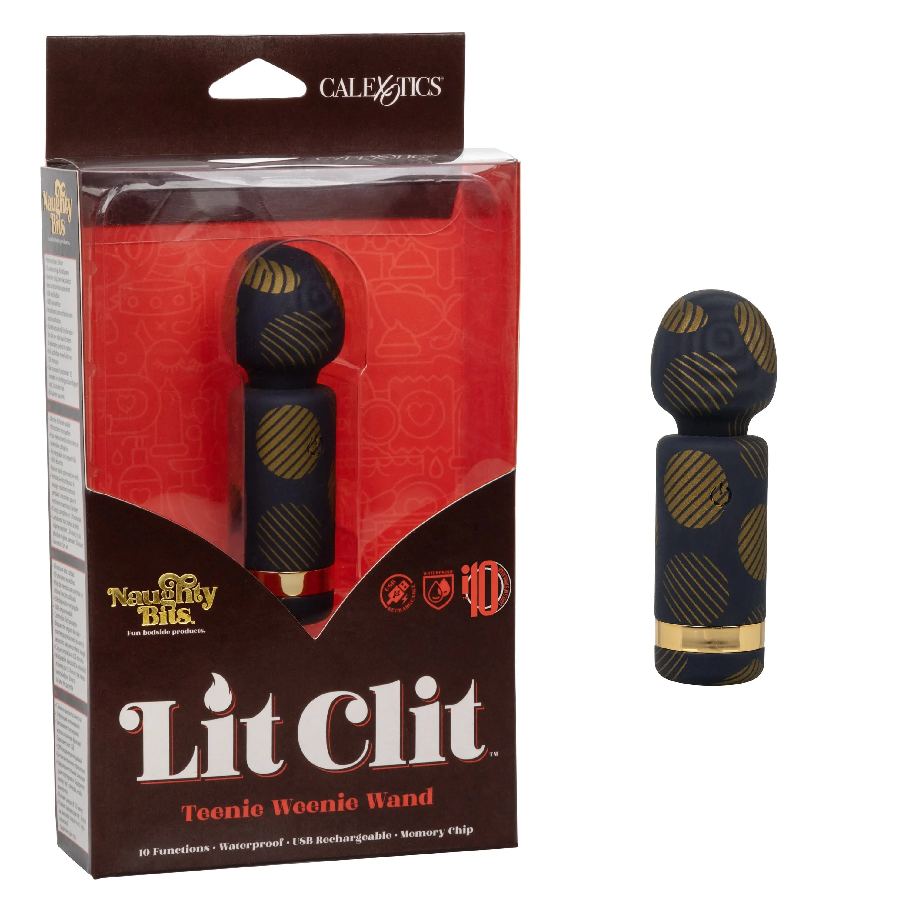 California Exotics - Naughty Bits Lit Clit Teenie Weenie Mini Wand Massager (Black)
