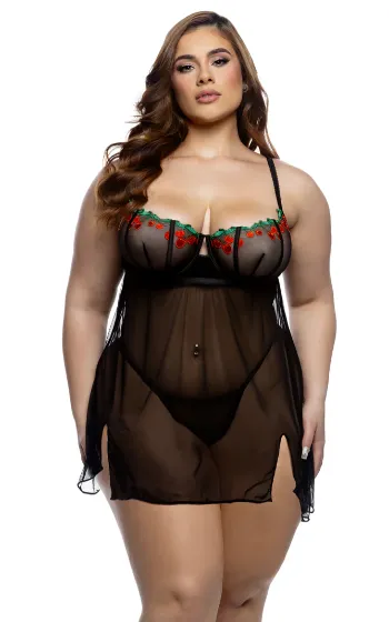 Cherry Delight Babydoll 2PC Set - LI796