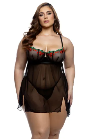 Cherry Delight Babydoll 2PC Set - LI796