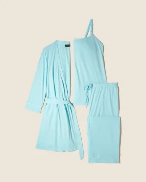 Conjunto De Pijama Para Lactancia De 3 Piezas Con Bata