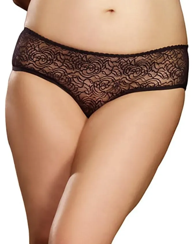 Dreamgirl Plus Size Ruffle Back Crotchless Panty
