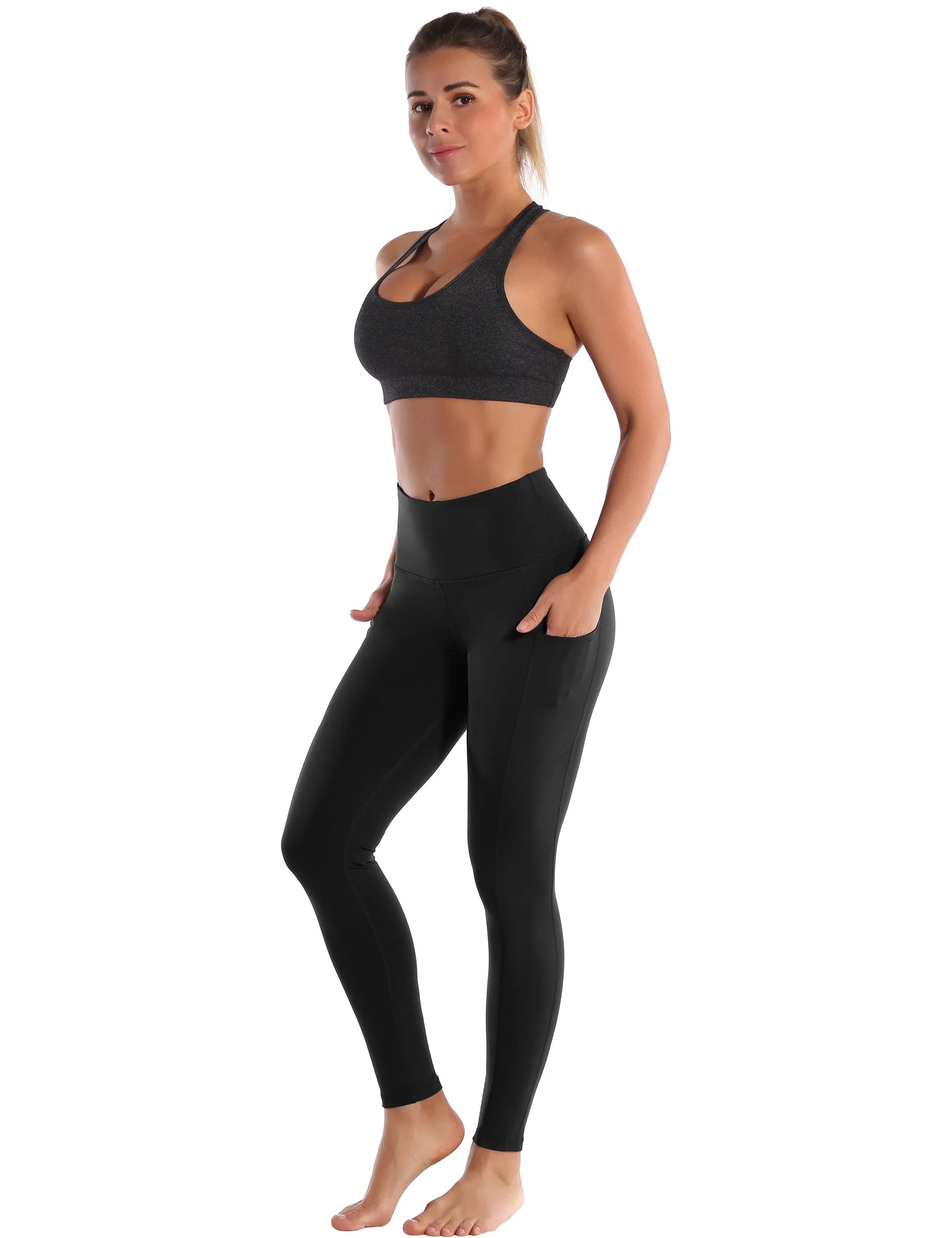 Hip Line Side Pockets Pilates Pants black_Pilates