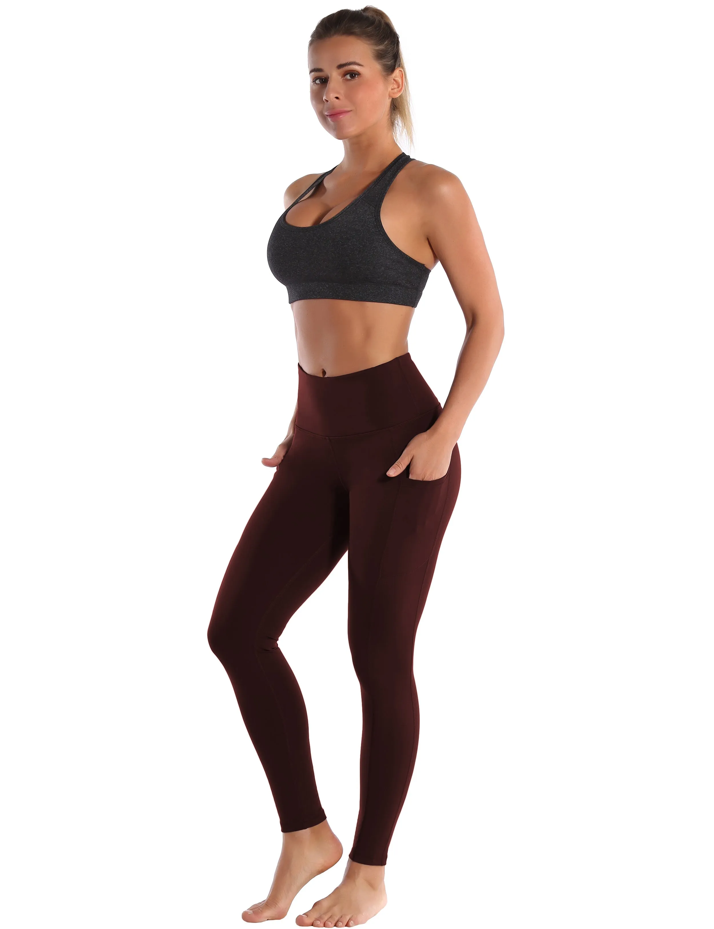 Hip Line Side Pockets Pilates Pants mahoganymaroon_Pilates