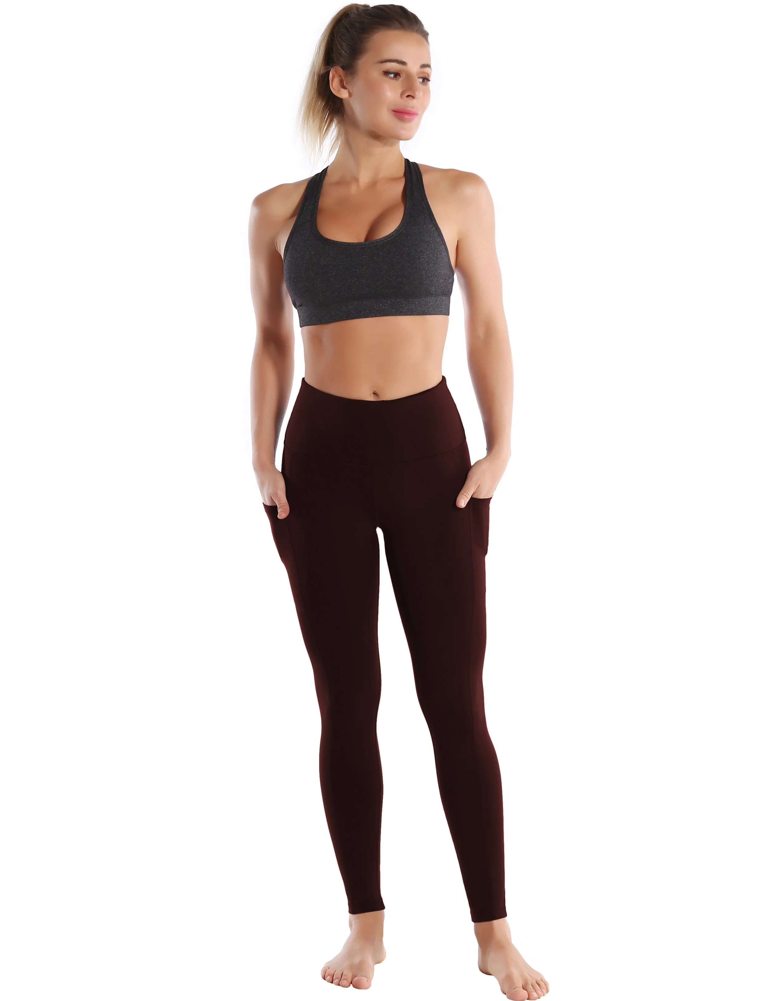 Hip Line Side Pockets Pilates Pants mahoganymaroon_Pilates