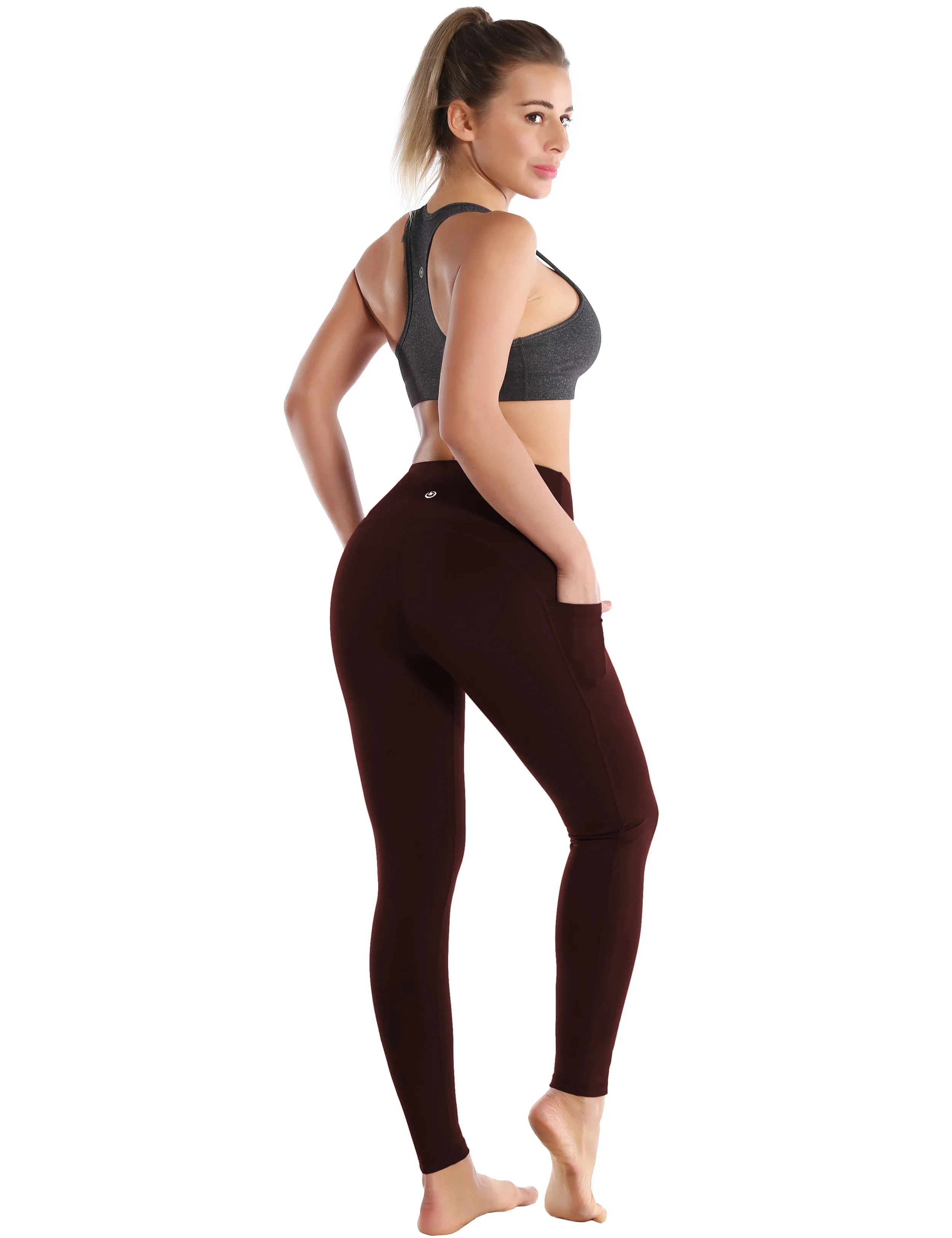 Hip Line Side Pockets Pilates Pants mahoganymaroon_Pilates