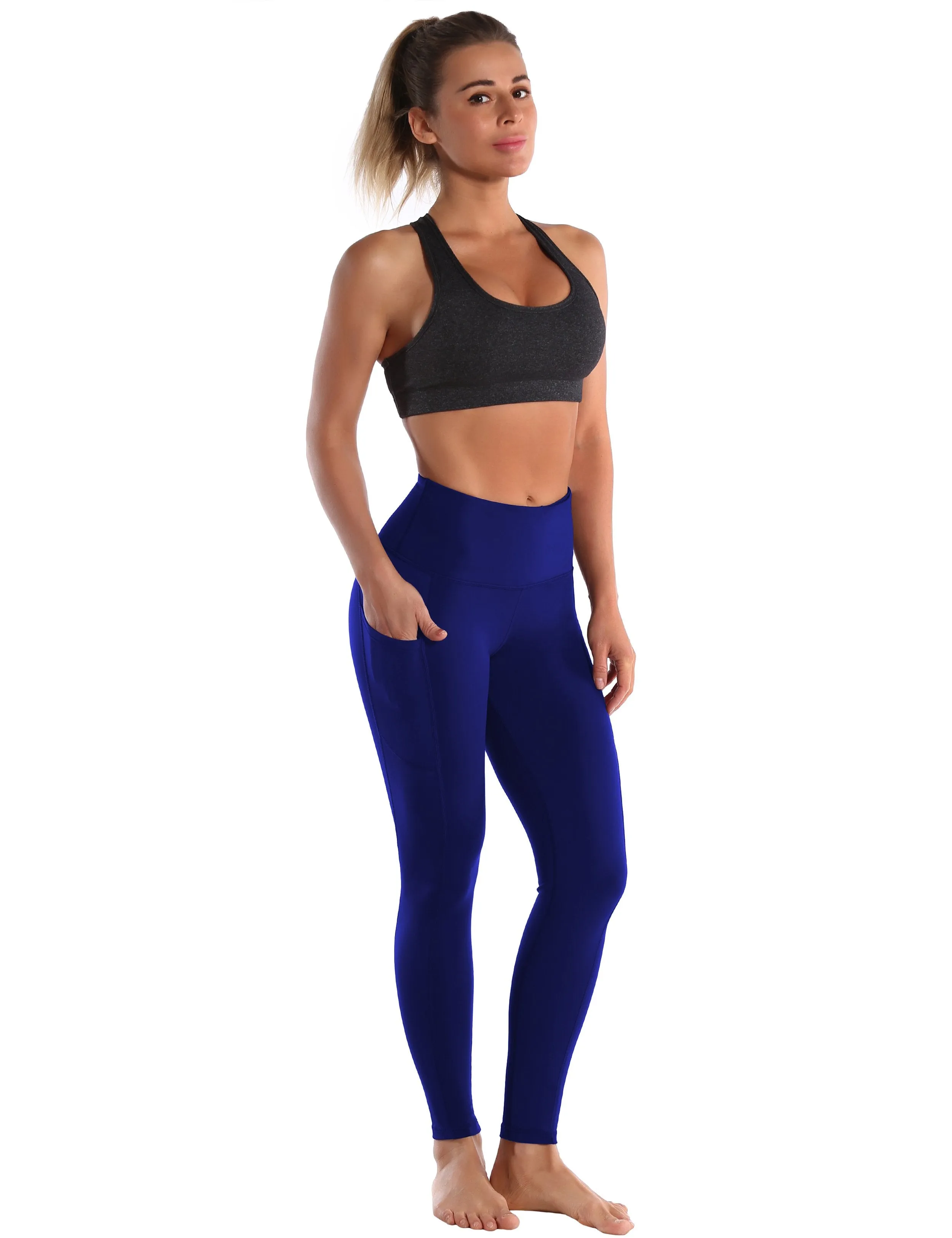 Hip Line Side Pockets Plus Size Pants navy ins_Plus Size