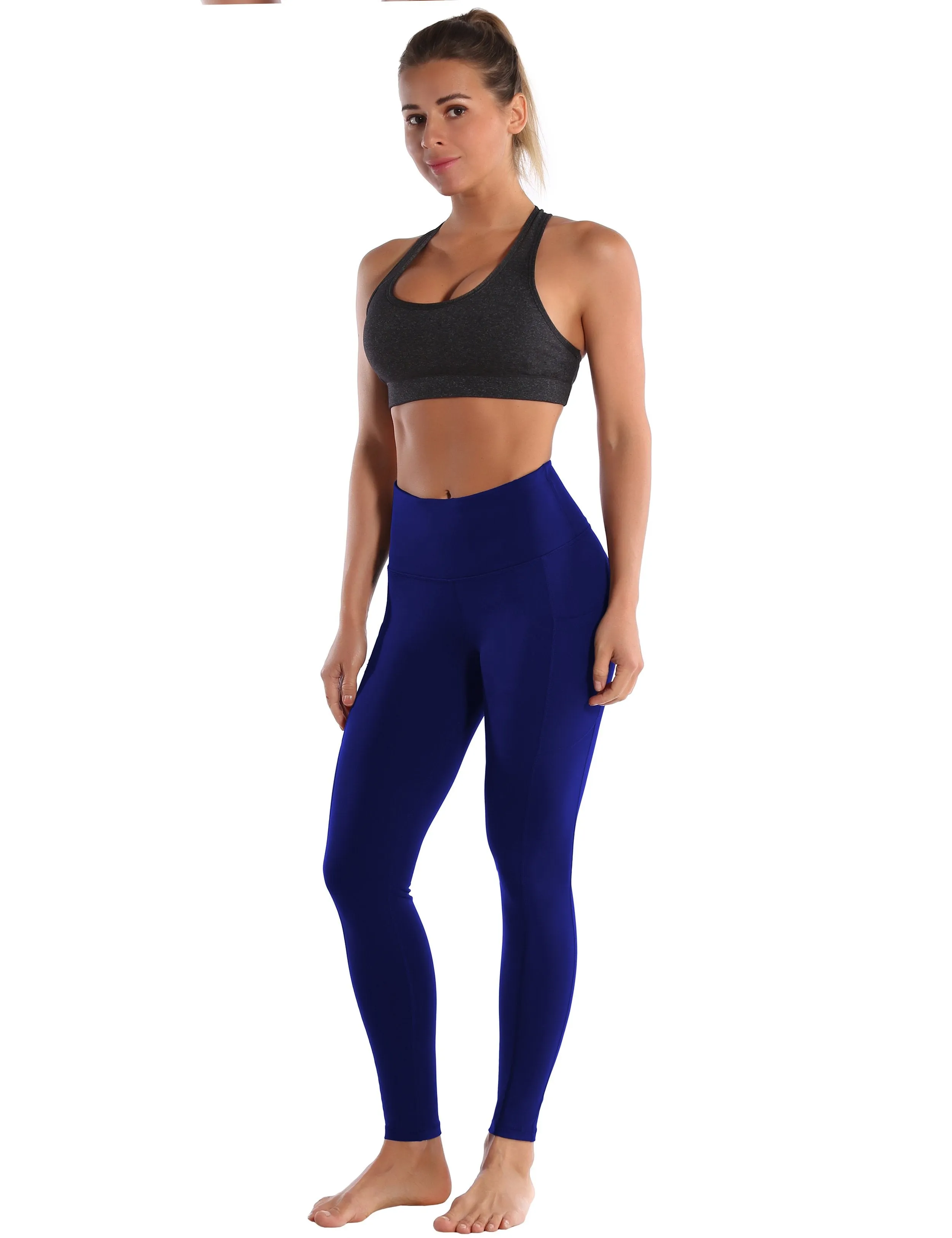 Hip Line Side Pockets Plus Size Pants navy ins_Plus Size
