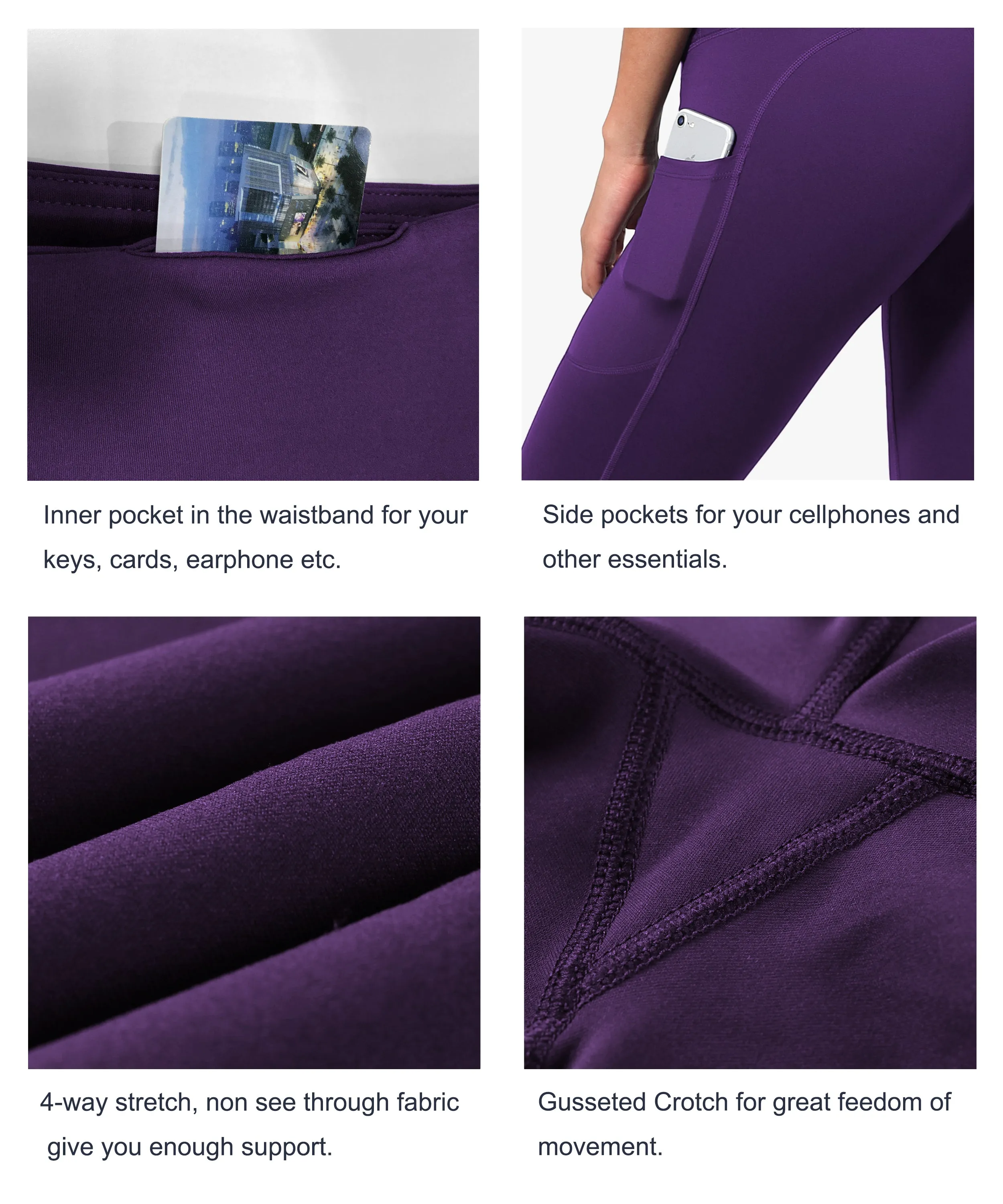 Hip Line Side Pockets yogastudio Pants eggplantpurple_yogastudio