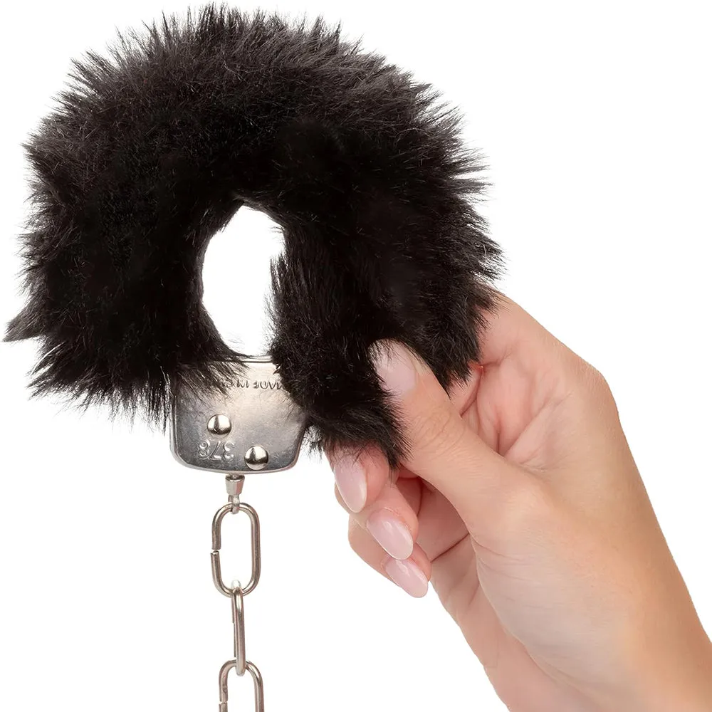 Love Cuffs Furry BDSM Handcuffs Bondage Fluffy Metal Strong Restraints Black