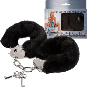 Love Cuffs Furry BDSM Handcuffs Bondage Fluffy Metal Strong Restraints Black