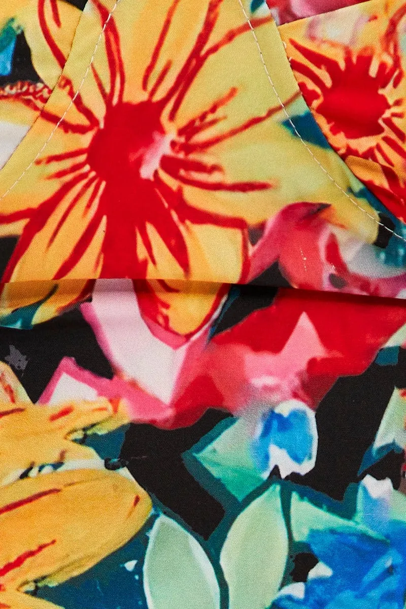 Multi Floral Floral Print Corset Top