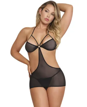 Oh So Sexy Magic Silk Cut Out Dress & G Set M261 - Black