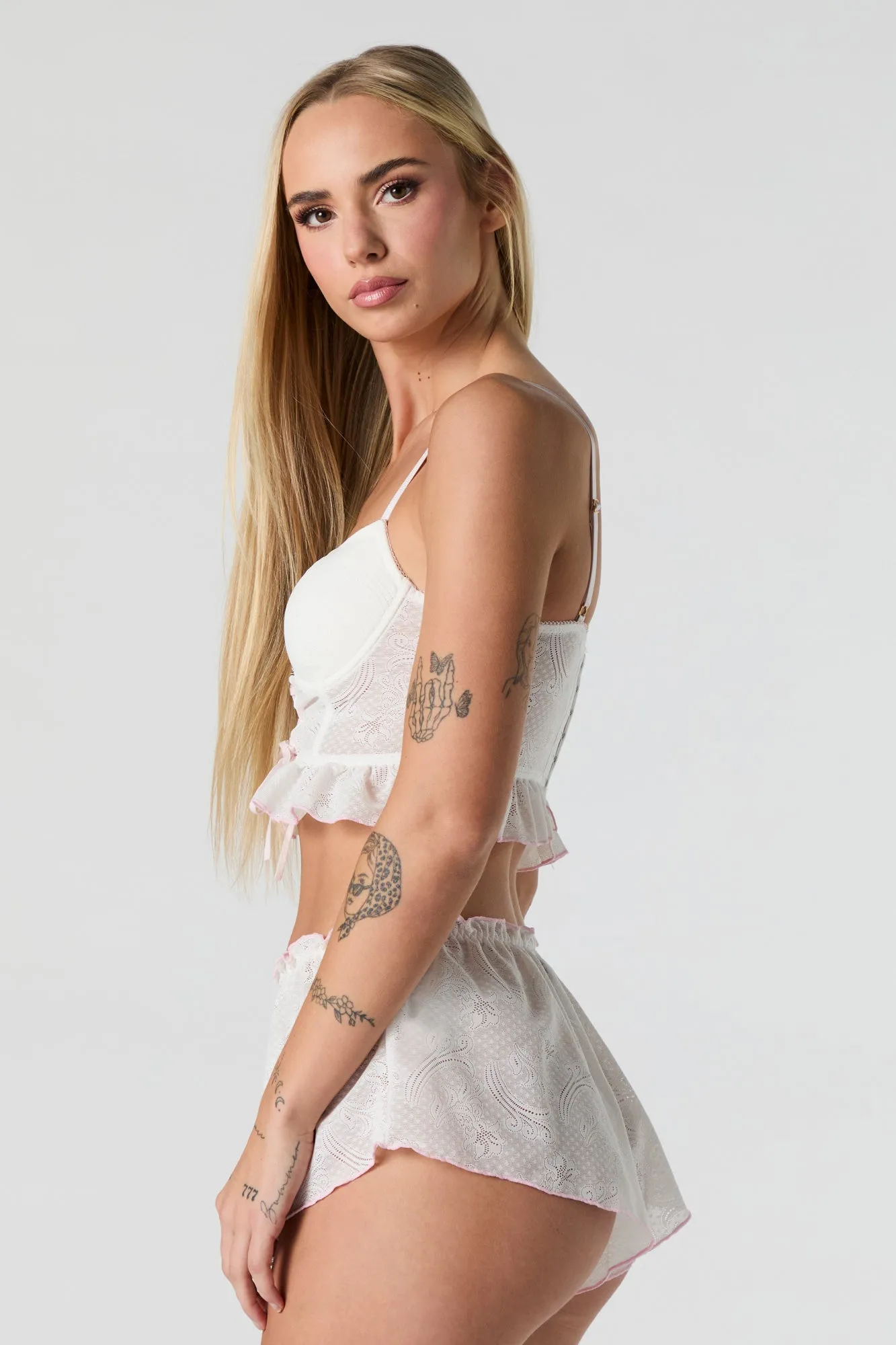 Paisley Eyelet Lingerie Pajama Short