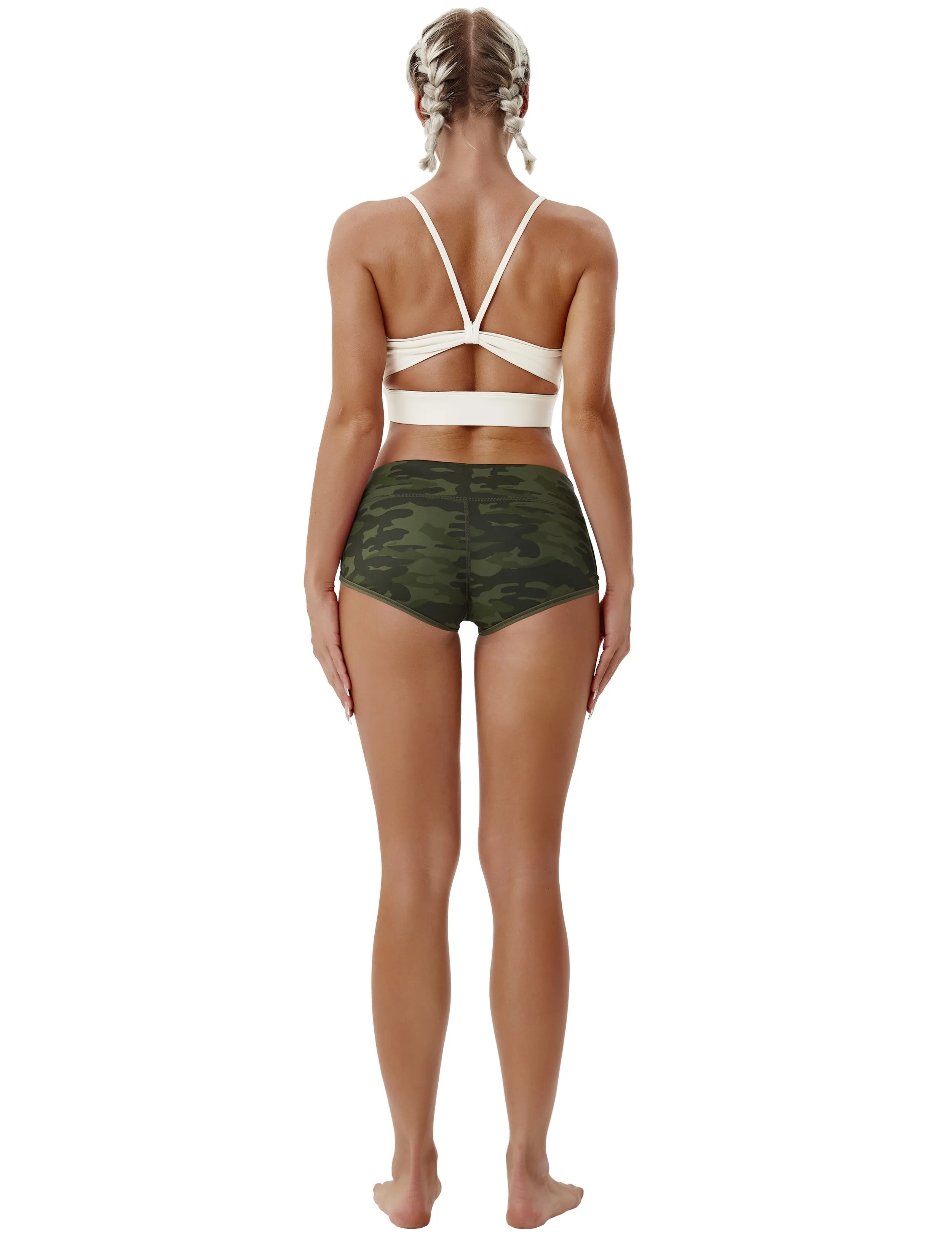Printed Booty Pilates Shorts green camo_Pilates