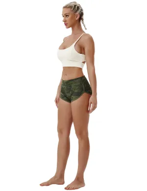 Printed Booty Pilates Shorts green camo_Pilates