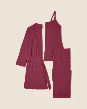 Pyjama-Set Für Schwangere, 3-Teilig, Mit Bademantel