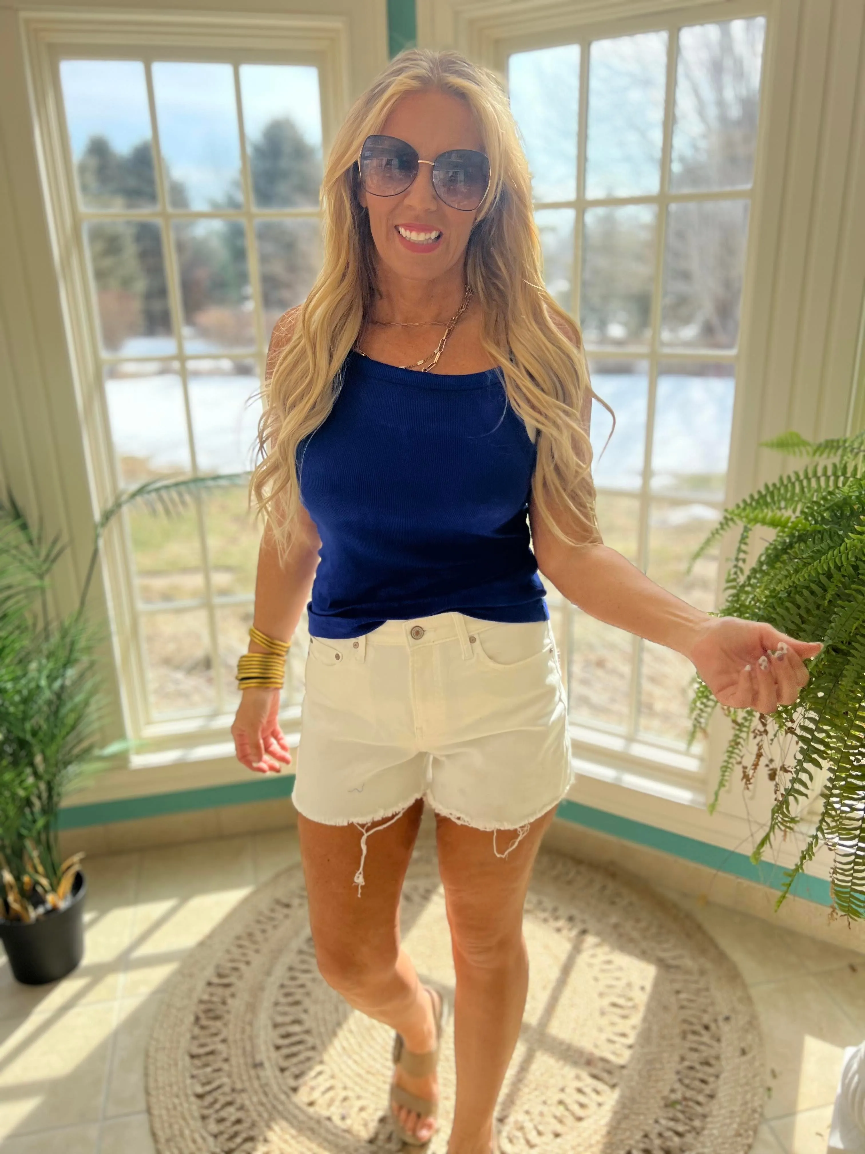 Rayon Ribbed Cami Tank Top - Final Sale