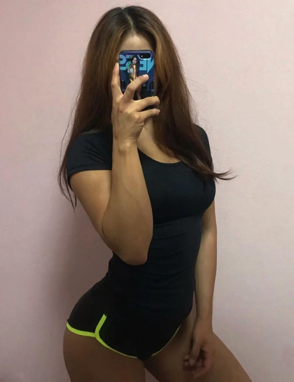 Sexy Booty Tall Size Shorts black_fluorescentyellow ins_Tall Size