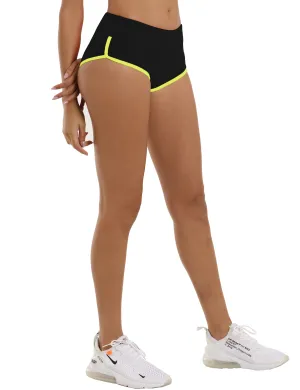 Sexy Booty Yoga Shorts black_fluorescentyellow_yoga