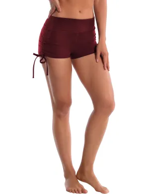 Side Drawstring Hot Shorts cherryred_yoga