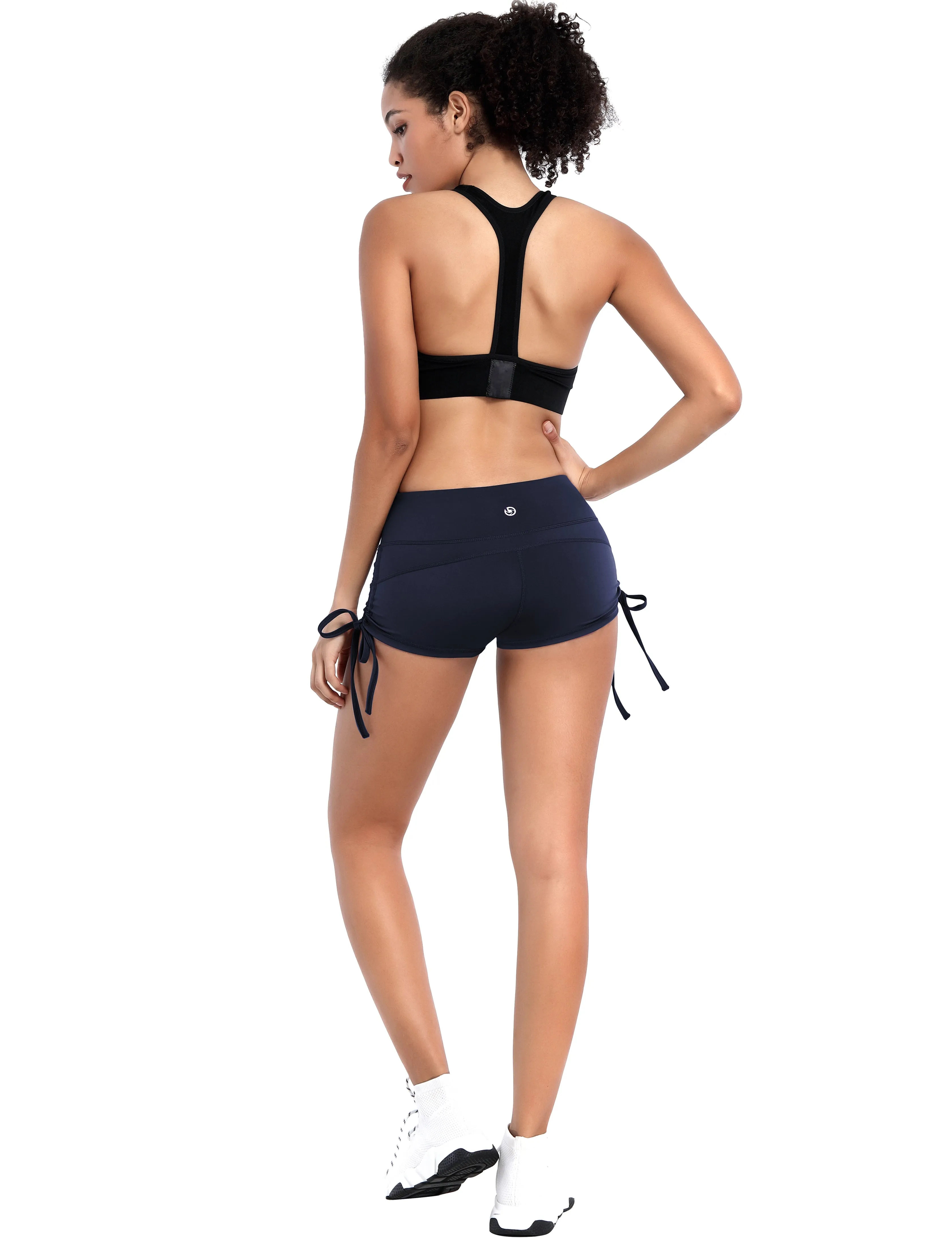 Side Drawstring Hot Shorts darknavy_Biking