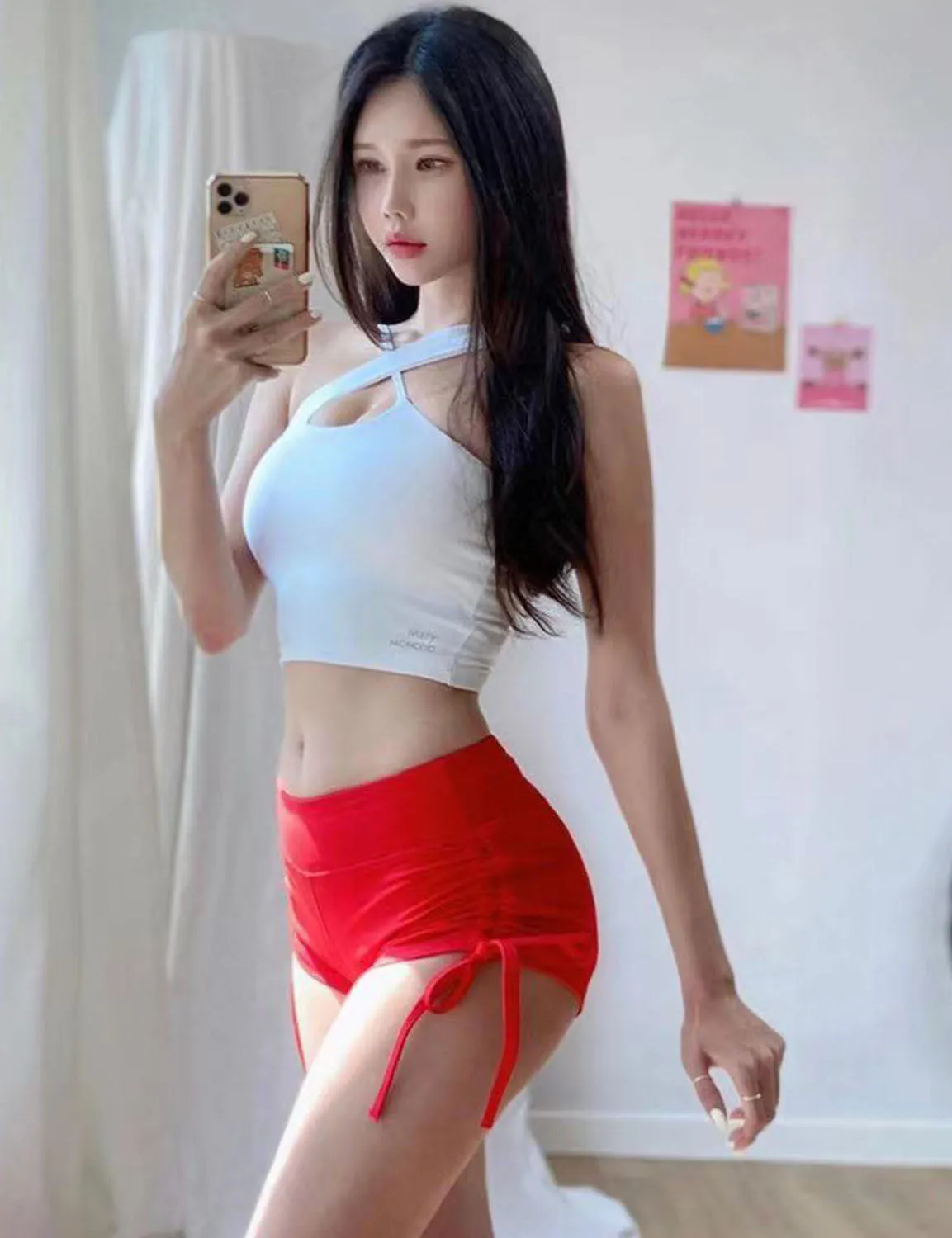 Side Drawstring Hot Shorts scarlet ins_Running