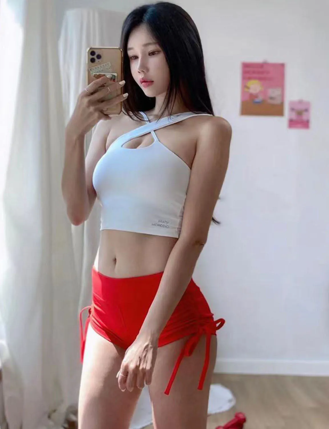 Side Drawstring Hot Shorts scarlet ins_Running