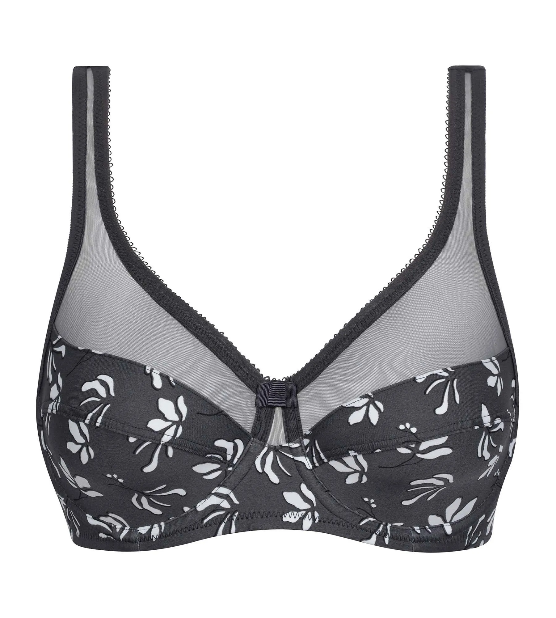 Soutien-gorge armatures microfibre florale et tulle Gris Dim Generous