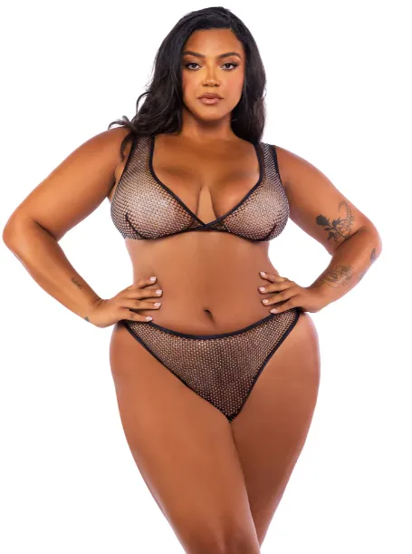 Think Pink Rhinestone Bralette 2-Piece Shirt Set - LI754