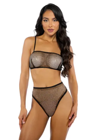 Think Pink Rhinestone Tube 2-Piece Short Set - Black LI729